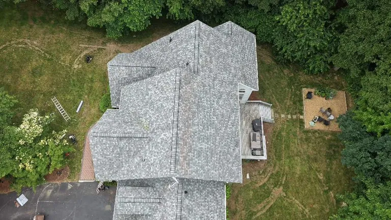 Ashland ma reroof aerial overhead