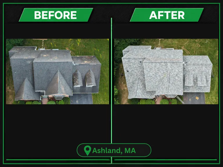 Before after roof replacement ashland ma