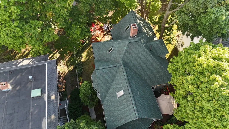 Boston ma evergreen roof flat section aerial