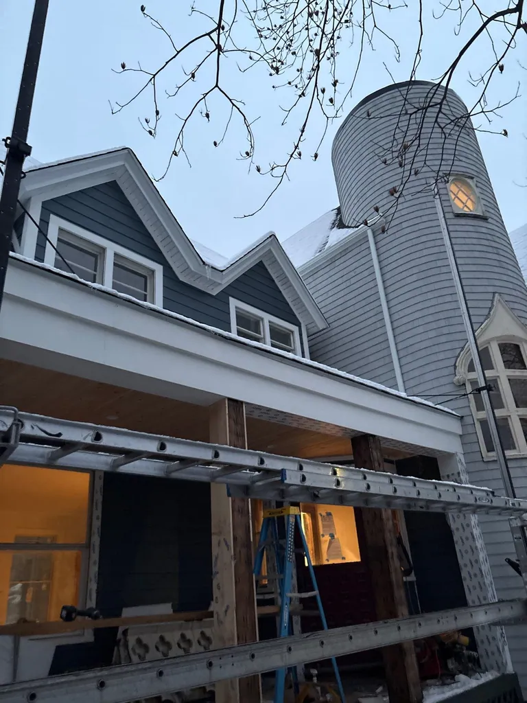 Victorian turret siding installation